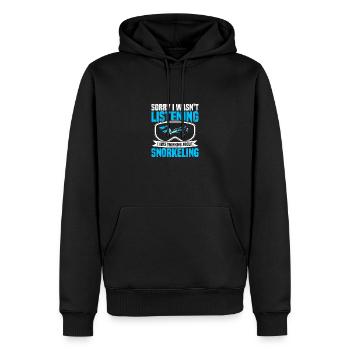 Sorry Wasnt Listening I Was Thinking About Snorkel - Männer Premium Bio Hoodie - Schwarz - Vorne - Nico (187cm)