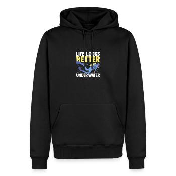 Life Looks Better Underwater Scuba Diver Diving Sn - Männer Premium Bio Hoodie - Schwarz - Vorne - Nico (187cm)