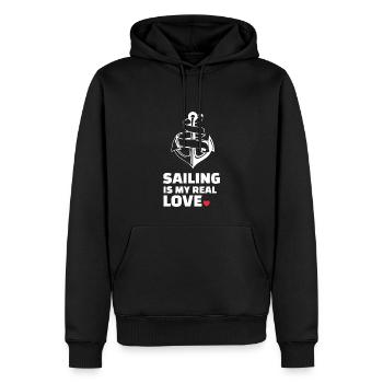 J’adore la voile - Sweat à capuche Premium bio Homme - noir - Devant - Nico (187cm)