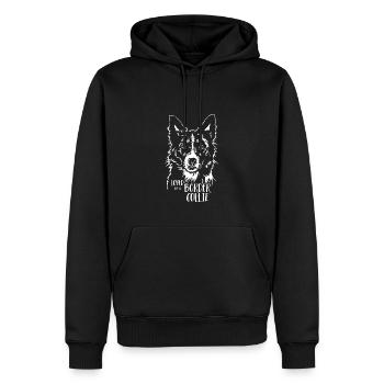Aimé par un BORDER COLLIE Chien Chien Wilsigns - Sweat à capuche Premium bio Homme - noir - Devant - Nico (187cm)