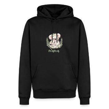 Maman Koala ours câlin I Couronne florale maman I Koala - Sweat à capuche Premium bio Homme - noir - Devant - Nico (187cm)
