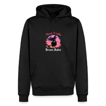 Dicke Oberschenkel Besenreiten Halloween-Vibes - Männer Premium Bio Hoodie - Schwarz - Vorne - Nico (187cm)