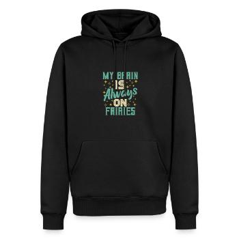Mein Gehirn ist immer auf Fairies Fantasy Magic - Männer Premium Bio Hoodie - Schwarz - Vorne - Nico (187cm)