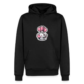 Mignon bébé éléphant avec maman éléphant ballon coeur - Sweat à capuche Premium bio Homme - noir - Devant - Nico (187cm)