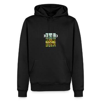 retro-addiced - oldschool retro design mixed 3D - Männer Premium Bio Hoodie - Schwarz - Vorne - Nico (187cm)
