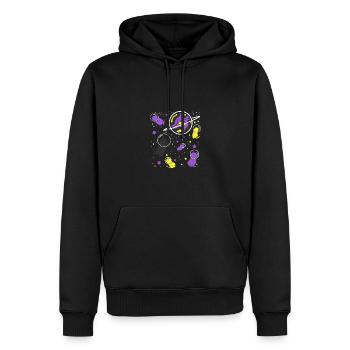 Nonbinary Pride Cat in Space - Men’s Premium Organic Hoodie - black - Front - Nico (187cm)