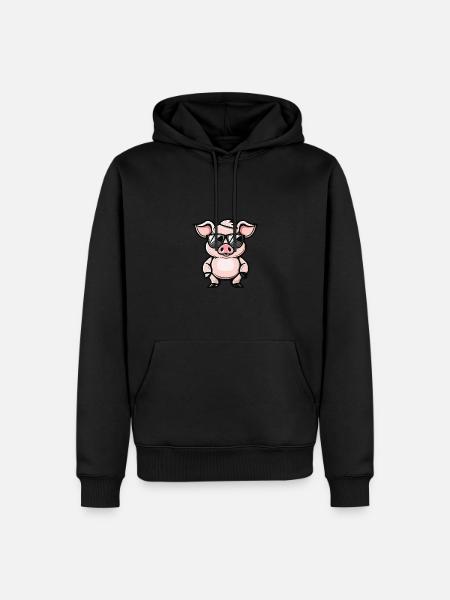 Pig Cool Animal - Men’s Premium Organic Hoodie - black