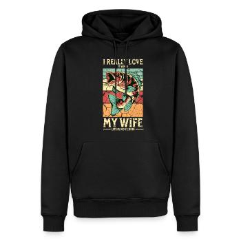 I Really Love It When My Wife Lets Me Go Fishing - Sweat à capuche Premium bio Homme - noir - Devant - Nico (187cm)
