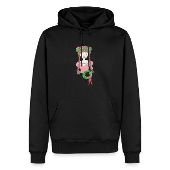 La fille de fleur brun Moyen Age - Sweat à capuche Premium bio Homme - noir - Devant - Nico (187cm)
