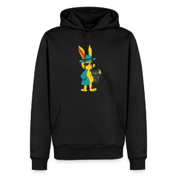 Drôles de motifs de Pâques Lapin de Pâques Oeufs de Pâques - Sweat à capuche Premium bio Homme - noir - Devant - Nico (187cm)