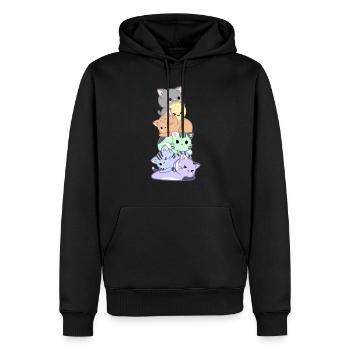 Regenbogen Katzen Haufen - Männer Premium Bio Hoodie - Schwarz - Vorne - Nico (187cm)