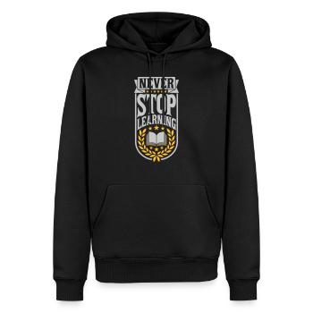 n’arrêtez jamais d’apprendre la citation - Sweat à capuche Premium bio Homme - noir - Devant - Nico (187cm)
