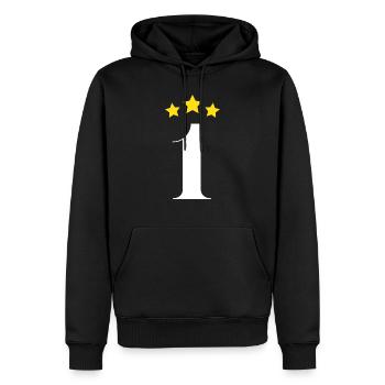 1er anniversaire étoilée - Sweat à capuche Premium bio Homme - noir - Devant - Nico (187cm)