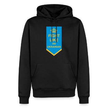 fight like ukrainians Zitat - Männer Premium Bio Hoodie - Schwarz - Vorne - Nico (187cm)