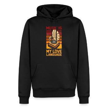Musik ist meine Liebessprache ( Grammophon ) - Männer Premium Bio Hoodie - Schwarz - Vorne - Nico (187cm)