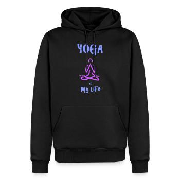 Yoga is my life - Männer Premium Bio Hoodie - Schwarz - Vorne - Nico (187cm)