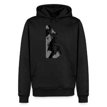 risse rayures cool nuit lune soleil soir équipe paa - Sweat à capuche Premium bio Homme - noir - Devant - Nico (187cm)