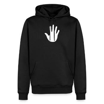 Main, illustration, silhouette, forme, cadeau - Sweat à capuche Premium bio Homme - noir - Devant - Nico (187cm)