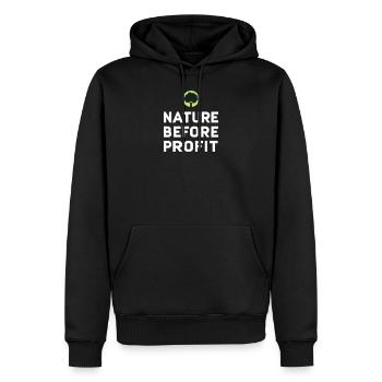 La nature avant le profit | Forêt arbres nature amour de la nature - Sweat à capuche Premium bio Homme - noir - Devant - Nico (187cm)