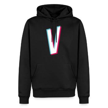 V - Buchstabe V - Männer Premium Bio Hoodie - Schwarz - Vorne - Nico (187cm)