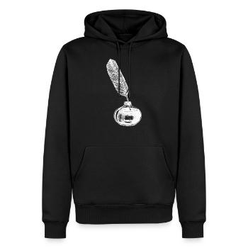 Feder und Tinte - vintage - Männer Premium Bio Hoodie - Schwarz - Vorne - Nico (187cm)