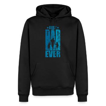 BEST DAD EVER ZWEI KINDER ZWEIFACHER PAPA - Männer Premium Bio Hoodie - Schwarz - Vorne - Nico (187cm)