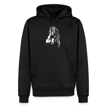 Pferd Kopf "Black Edition" - Männer Premium Bio Hoodie - Schwarz - Vorne - Nico (187cm)