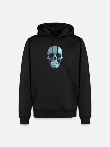 Low Poly Blue Skull – Geometrisch-Gotik-Stil - Männer Premium Bio Hoodie - Schwarz