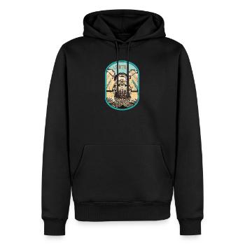 Illustration Eingang Pena Palace, Sintra, Portugal - Männer Premium Bio Hoodie - Schwarz - Vorne - Nico (187cm)