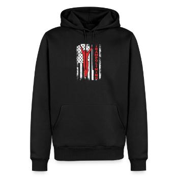 USA Flagge Patriotischer Trampolinist - Männer Premium Bio Hoodie - Schwarz - Vorne - Nico (187cm)