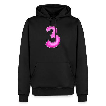 Drei - 3 - Nummer 3 - Zahl 3 - Männer Premium Bio Hoodie - Schwarz - Vorne - Nico (187cm)