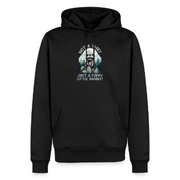 Pas un voleur, juste un petit bandit à fourrure, Raccoon - Sweat à capuche Premium bio Homme - noir - Devant - Nico (187cm)