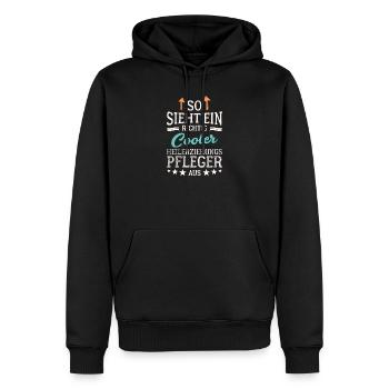 So sieht ein cooler Heilerziehungspfleger aus - Männer Premium Bio Hoodie - Schwarz - Vorne - Nico (187cm)