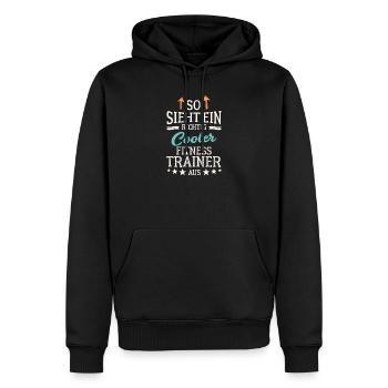 So sieht ein richtig cooler Fitnesstrainer aus - Männer Premium Bio Hoodie - Schwarz - Vorne - Nico (187cm)