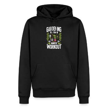 Garden Workout & FItness - travail en salle de sport - Sweat à capuche Premium bio Homme - noir - Devant - Nico (187cm)