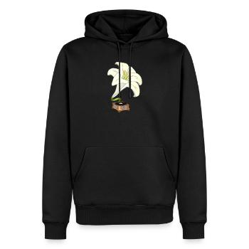 Le lys comme gramophone – Design floral nostalgique - Sweat à capuche Premium bio Homme - noir - Devant - Nico (187cm)