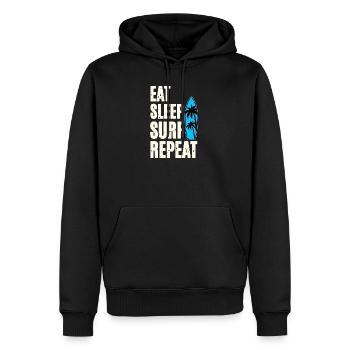 Eat Sleep Surf Repeat - Männer Premium Bio Hoodie - Schwarz - Vorne - Nico (187cm)