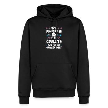 Dicton de chien poméranien - Sweat à capuche Premium bio Homme - noir - Devant - Nico (187cm)