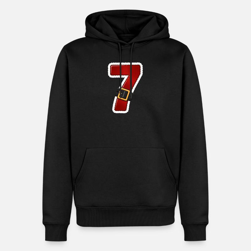 Roter Sieben mit Gürtel - Männer Premium Bio Hoodie - Schwarz