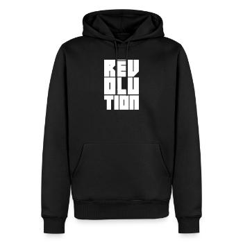 Rêv'olution - Sweat à capuche Premium bio Homme - noir - Devant - Nico (187cm)