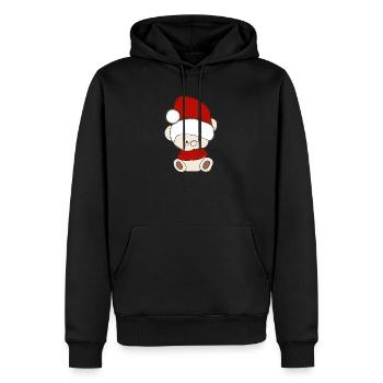 Ours en peluche avec chapeau d’hiver Bonnet de Père Noël - Sweat à capuche Premium bio Homme - noir - Devant - Nico (187cm)