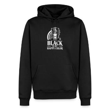 Schwarz ist mein fröhliches Farbeinhorn - Männer Premium Bio Hoodie - Schwarz - Vorne - Nico (187cm)