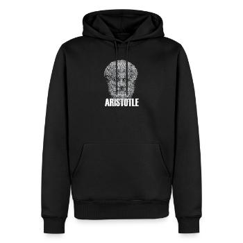 Pixel Aristoteles-Kopf-Mosaik - Männer Premium Bio Hoodie - Schwarz - Vorne - Nico (187cm)
