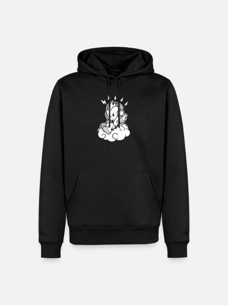 Punk Engel – Cherub mit Kopfhörern - Männer Premium Bio Hoodie - Schwarz