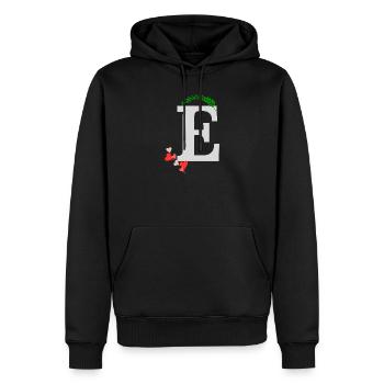 E - Men’s Premium Organic Hoodie - black - Front - Nico (187cm)