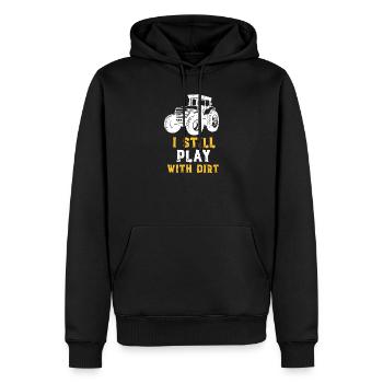 Tracteur & Terre - Sweat à capuche Premium bio Homme - noir - Devant - Nico (187cm)