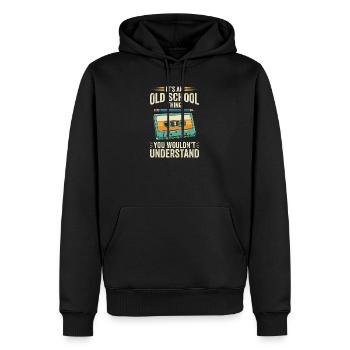 Old School Cassette Design – Mixtape rétro - Sweat à capuche Premium bio Homme - noir - Devant - Nico (187cm)