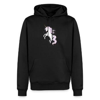Illustration de licorne magique - Sweat à capuche Premium bio Homme - noir - Devant - Nico (187cm)