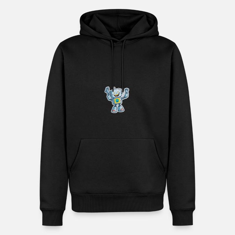 Robot Roboter Comic Cartoon Style - Männer Premium Bio Hoodie - Schwarz