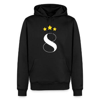 8ème anniversaire étoilé - Sweat à capuche Premium bio Homme - noir - Devant - Nico (187cm)